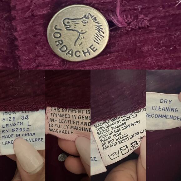 Vintage 80s/90s Jordache Cranberry Corduroy Pants High Rise Bootcut 34L Heritage - Picture 10 of 17